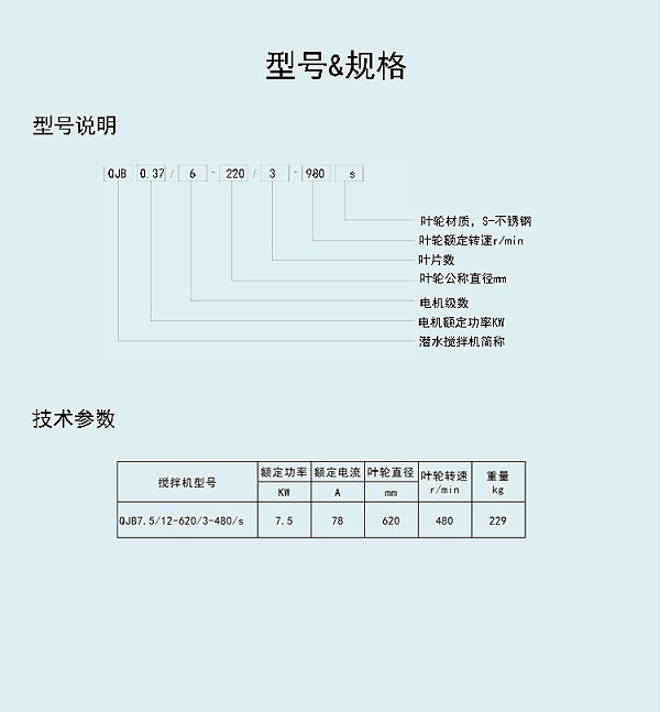 QJB型潜水搅拌机 - 7.5kw